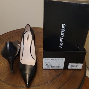 Armani Black Leather Heels size 9 us